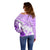 Hawaiian Tapa Off Shoulder Sweater Traditional Vintage Pattern Violet LT05 - Polynesian Pride