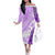 Hawaiian Tapa Off The Shoulder Long Sleeve Dress Traditional Vintage Pattern Violet LT05 Women Violet - Polynesian Pride