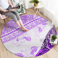 Hawaiian Tapa Round Carpet Traditional Vintage Pattern Violet LT05 - Polynesian Pride