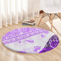 Hawaiian Tapa Round Carpet Traditional Vintage Pattern Violet LT05 - Polynesian Pride