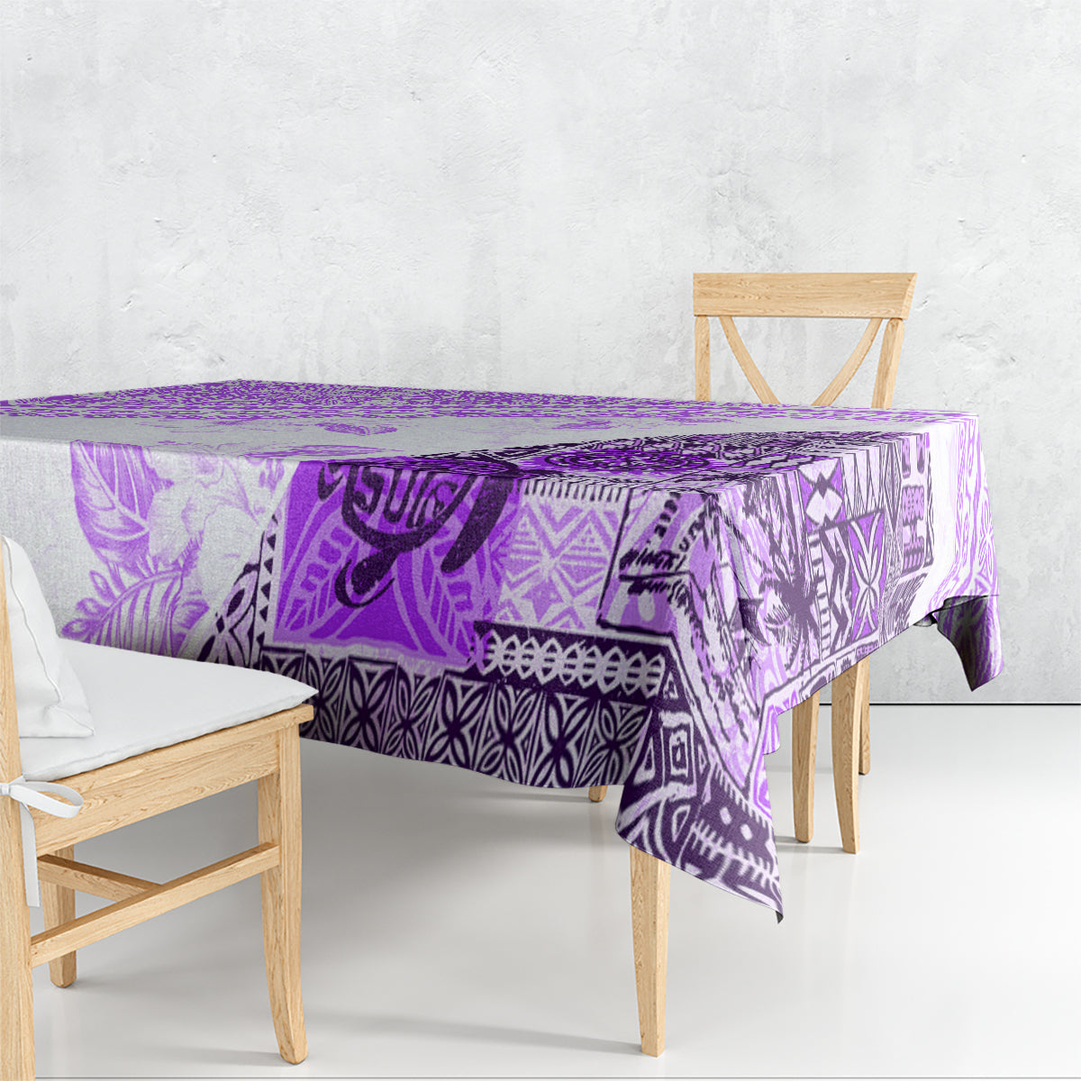 Hawaiian Tapa Tablecloth Traditional Vintage Pattern Violet LT05 - Polynesian Pride