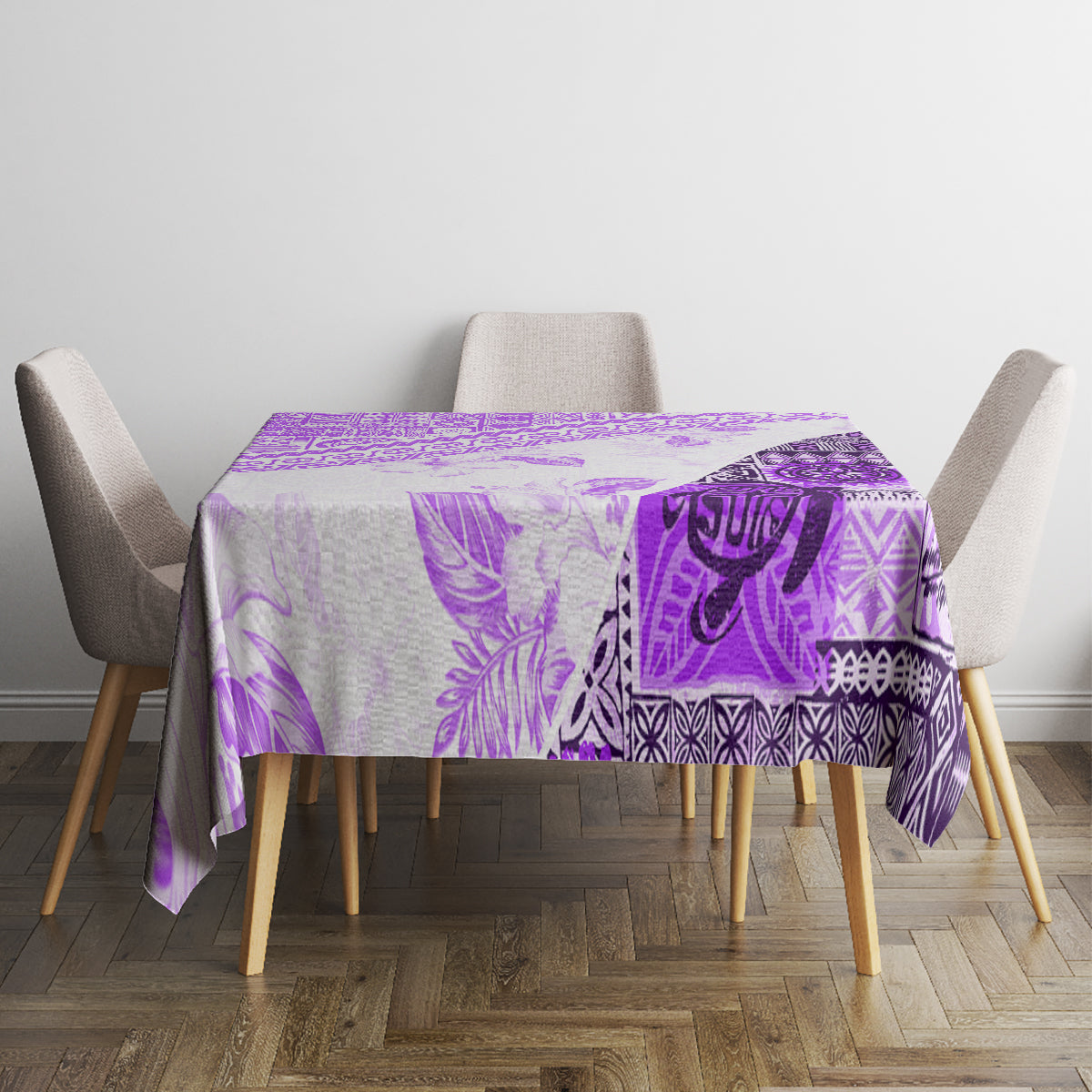 Hawaiian Tapa Tablecloth Traditional Vintage Pattern Violet LT05 - Polynesian Pride