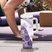 Hawaiian Tapa Tumbler With Handle Traditional Vintage Pattern Violet
