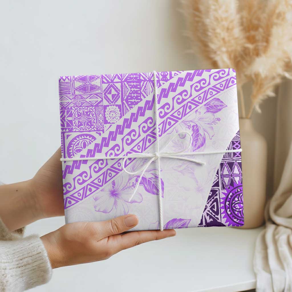 Hawaiian Tapa Wrapping Paper Traditional Vintage Pattern Violet - Polynesian Pride