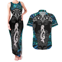New Zealand Aotearoa Couples Matching Tank Maxi Dress and Hawaiian Shirt Maori Taniwha Paua Shell