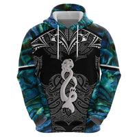 New Zealand Aotearoa Hoodie Maori Taniwha Paua Shell