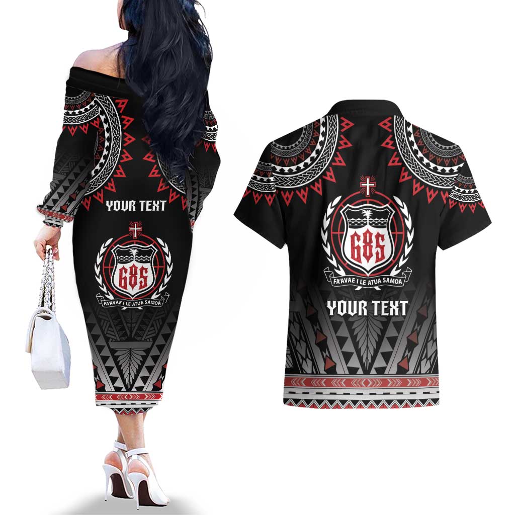 Personalised Samoa Black Saturday Couples Matching Off The Shoulder Long Sleeve Dress and Hawaiian Shirt Samoa For Samoans