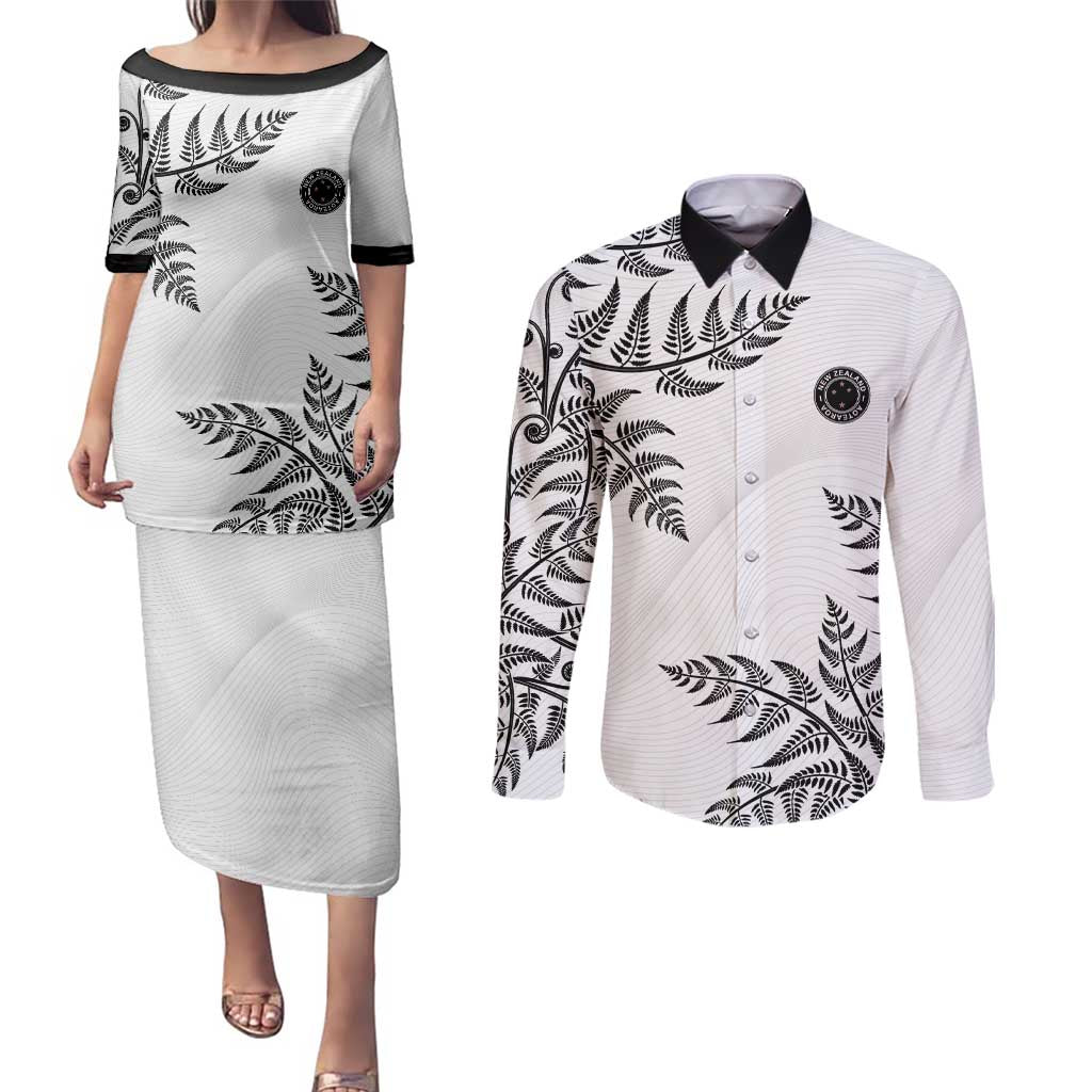 Custom New Zealand Football Couples Matching Puletasi and Long Sleeve Button Shirt Aotearoa Pride - Polynesian Pride