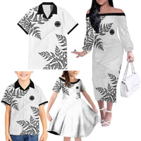 Custom New Zealand Football Family Matching Off The Shoulder Long Sleeve Dress and Hawaiian Shirt Aotearoa Pride - Polynesian Pride