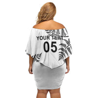 Custom New Zealand Football Family Matching Off Shoulder Short Dress and Hawaiian Shirt Aotearoa Pride - Polynesian Pride