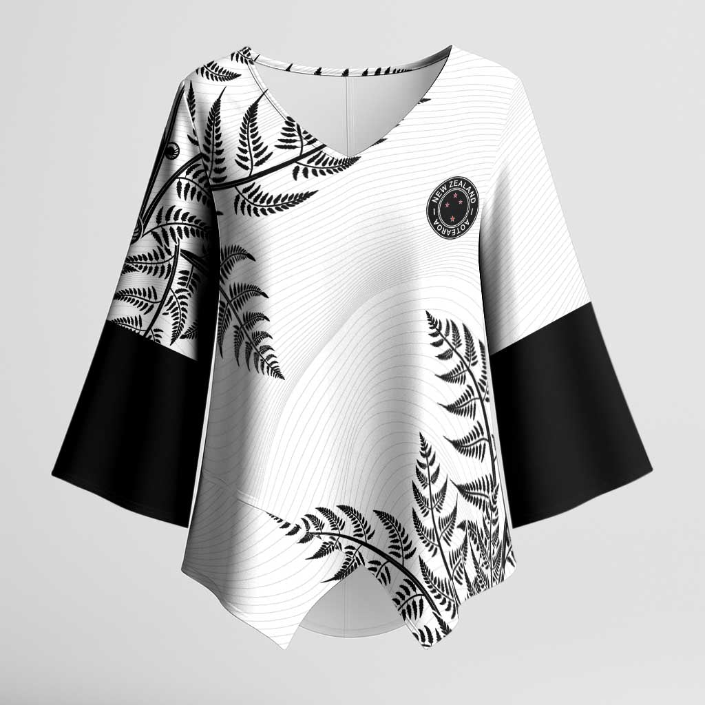 Custom New Zealand Football Kimono Sleeve Blouse Aotearoa Pride - Polynesian Pride