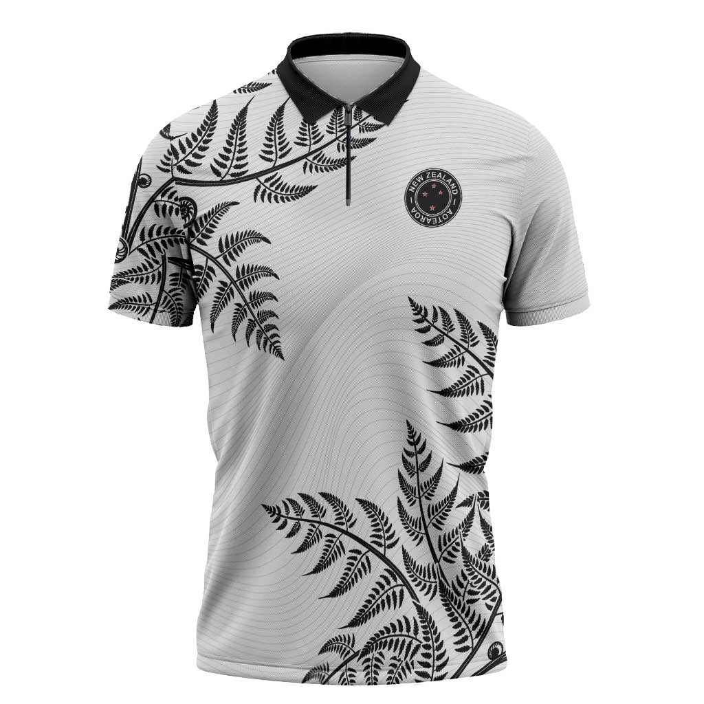 Custom New Zealand Football Zipper Polo Shirt Aotearoa Pride - Polynesian Pride