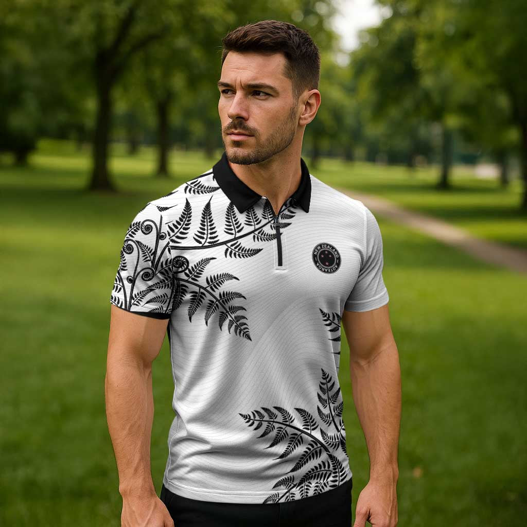 Custom New Zealand Football Zipper Polo Shirt Aotearoa Pride - Polynesian Pride