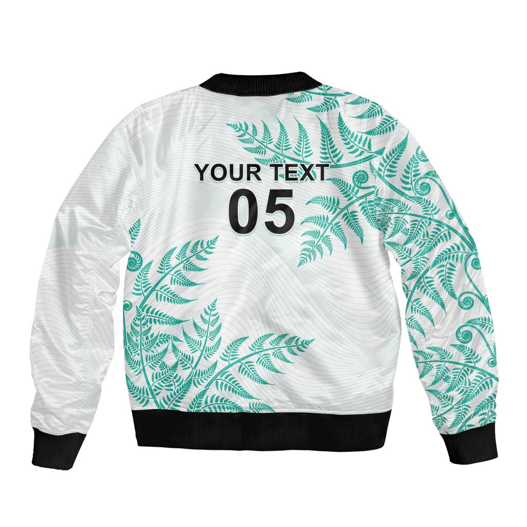 Custom New Zealand Football Bomber Jacket Aotearoa Pride Aqua Version - Polynesian Pride