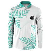 Custom New Zealand Football Button Sweatshirt Aotearoa Pride Aqua Version - Polynesian Pride