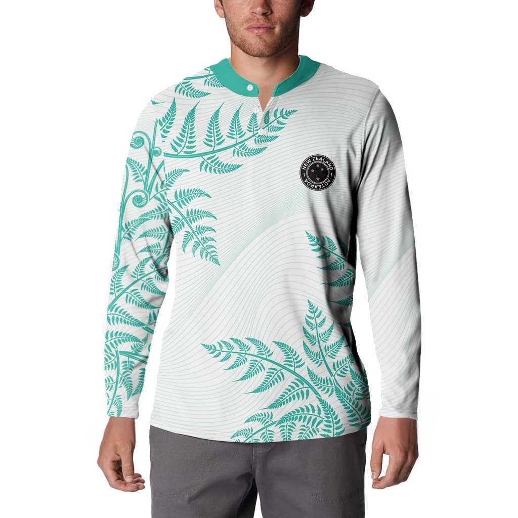 Custom New Zealand Football Button Sweatshirt Aotearoa Pride Aqua Version - Polynesian Pride