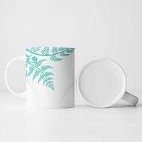 Custom New Zealand Football Ceramic Mug Aotearoa Pride Aqua Version - Polynesian Pride