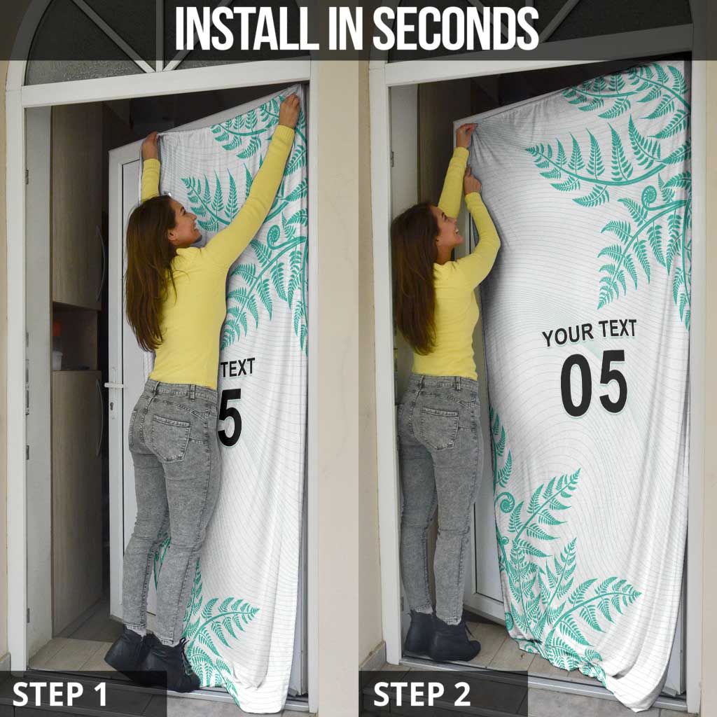 Custom New Zealand Football Door Cover Aotearoa Pride Aqua Version - Polynesian Pride