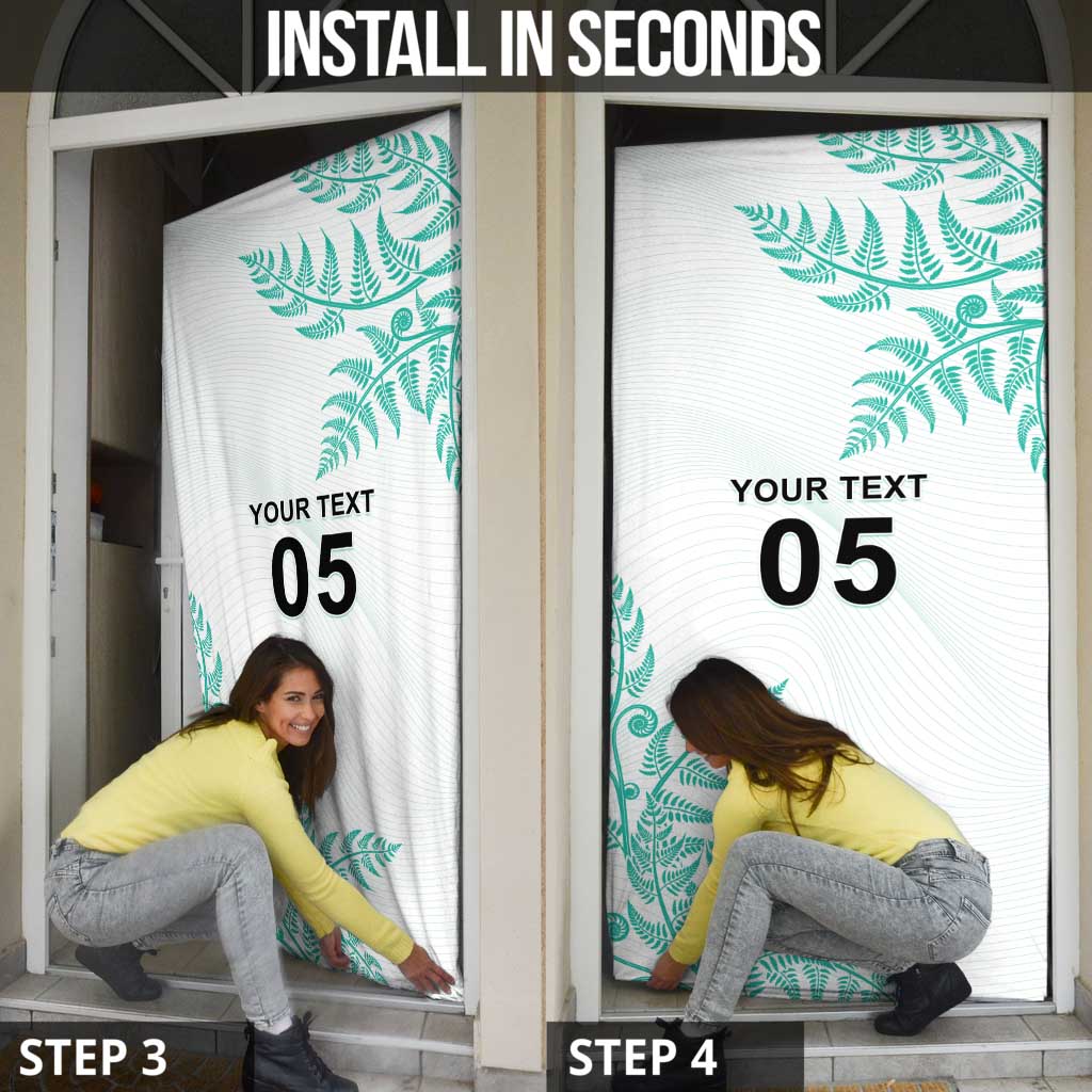 Custom New Zealand Football Door Cover Aotearoa Pride Aqua Version - Polynesian Pride