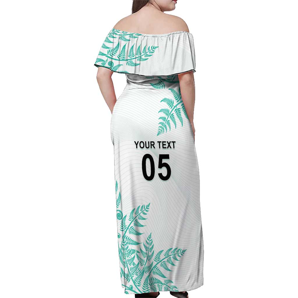 Custom New Zealand Football Family Matching Off Shoulder Maxi Dress and Hawaiian Shirt Aotearoa Pride Aqua Version - Polynesian Pride