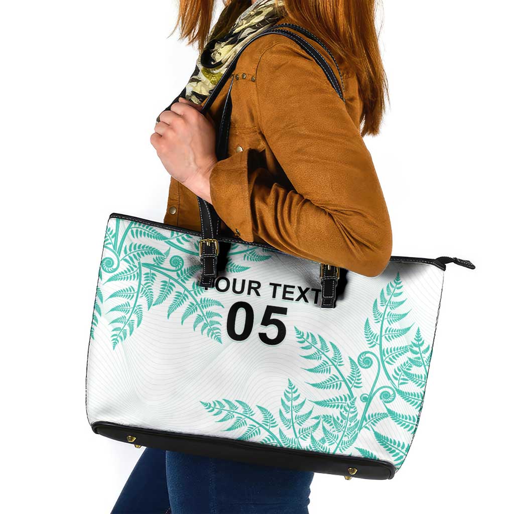 Custom New Zealand Football Leather Tote Bag Aotearoa Pride Aqua Version - Polynesian Pride