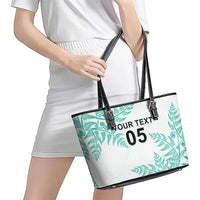 Custom New Zealand Football Leather Tote Bag Aotearoa Pride Aqua Version - Polynesian Pride