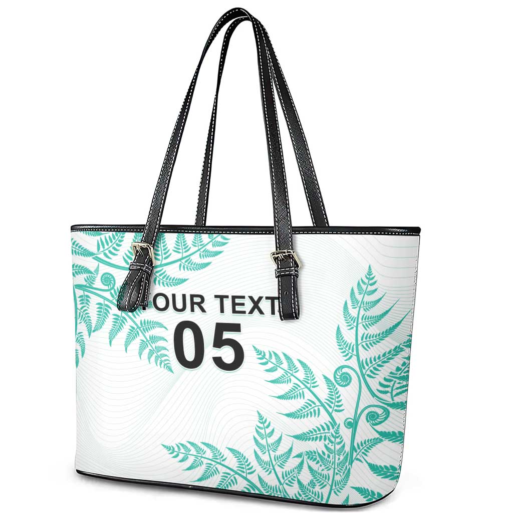 Custom New Zealand Football Leather Tote Bag Aotearoa Pride Aqua Version - Polynesian Pride