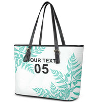 Custom New Zealand Football Leather Tote Bag Aotearoa Pride Aqua Version - Polynesian Pride