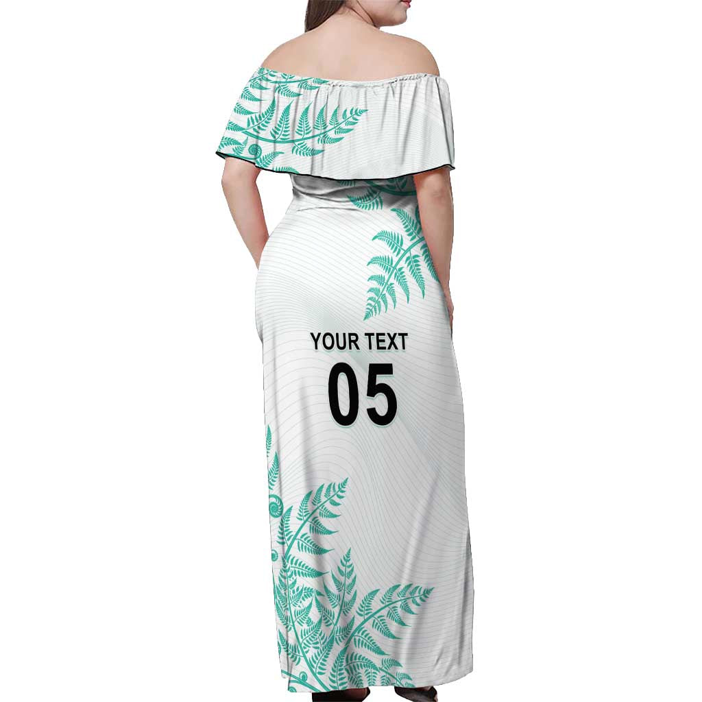 Custom New Zealand Football Off Shoulder Maxi Dress Aotearoa Pride Aqua Version - Polynesian Pride