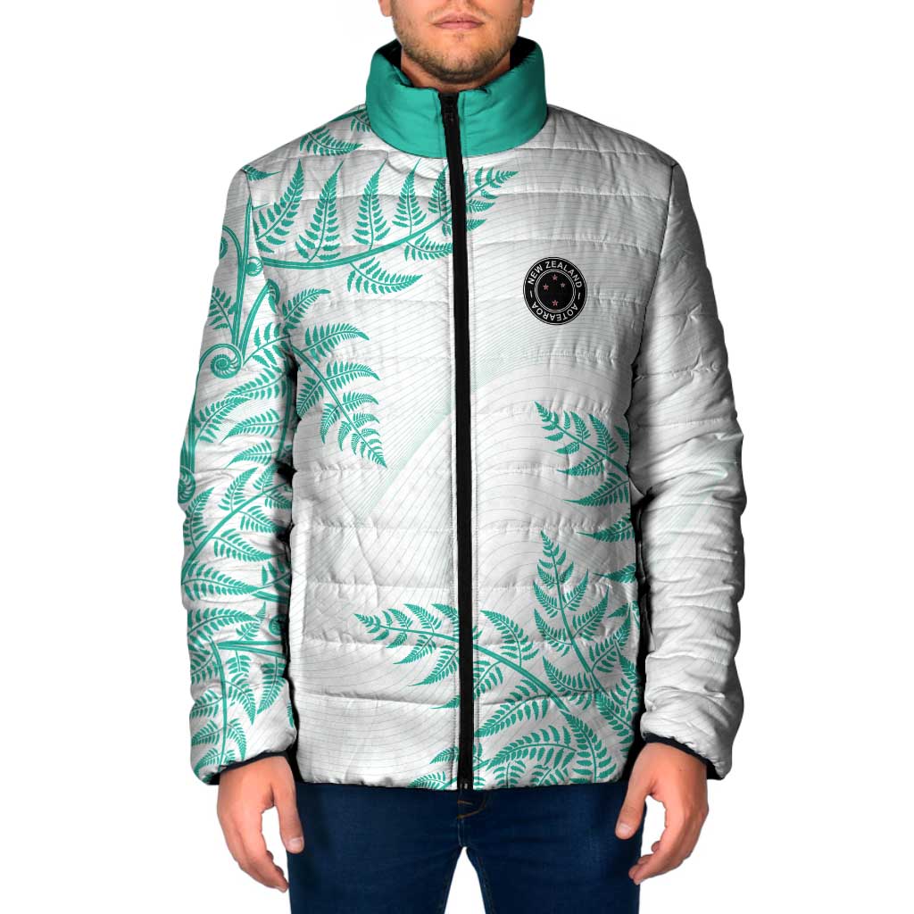 Custom New Zealand Football Padded Jacket Aotearoa Pride Aqua Version - Polynesian Pride