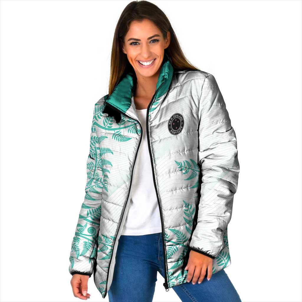 Custom New Zealand Football Padded Jacket Aotearoa Pride Aqua Version - Polynesian Pride