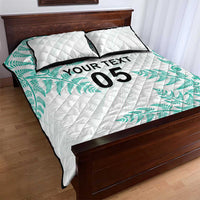 Custom New Zealand Football Quilt Bed Set Aotearoa Pride Aqua Version - Polynesian Pride