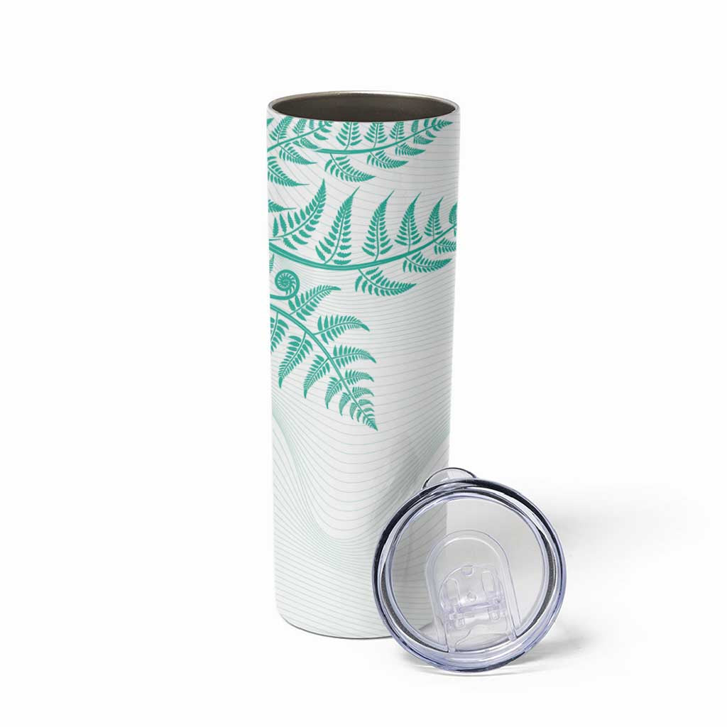 Custom New Zealand Football Skinny Tumbler Aotearoa Pride Aqua Version - Polynesian Pride
