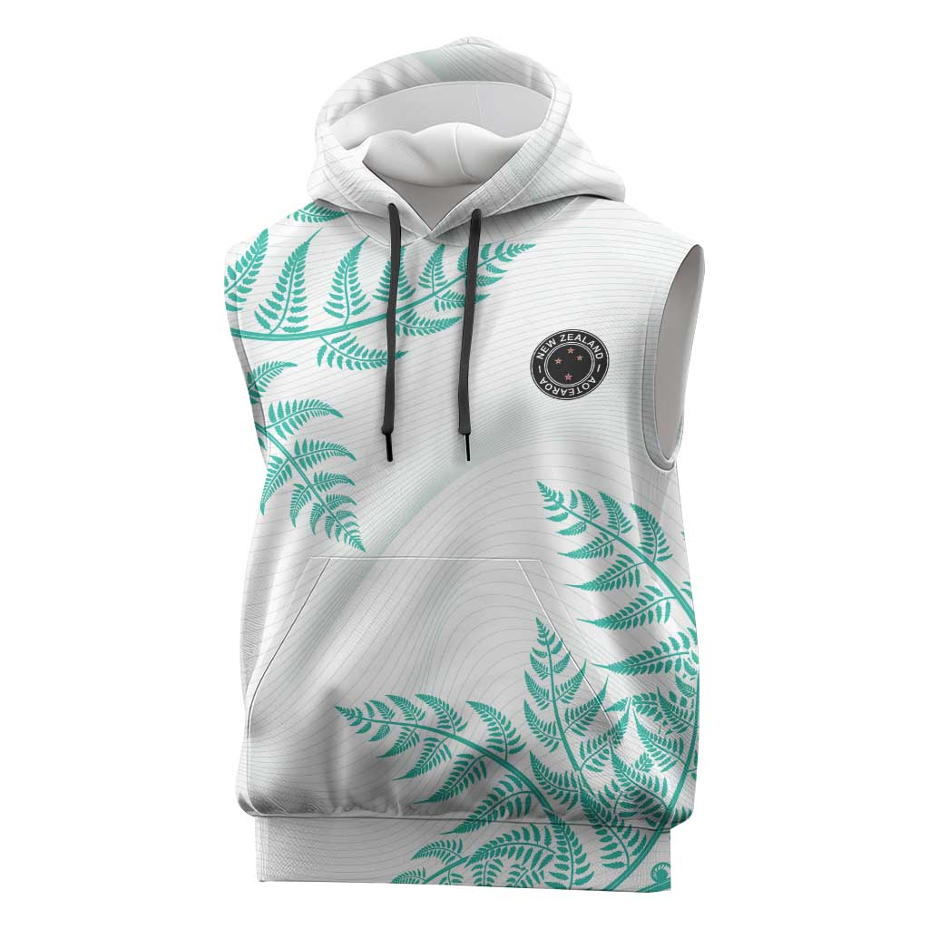 Custom New Zealand Football Sleeveless Hoodie Aotearoa Pride Aqua Version - Polynesian Pride