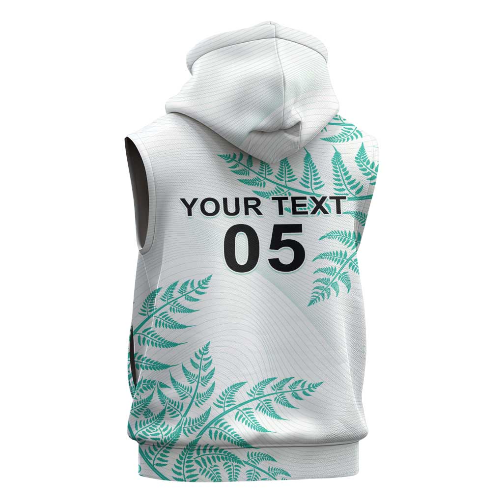 Custom New Zealand Football Sleeveless Hoodie Aotearoa Pride Aqua Version - Polynesian Pride