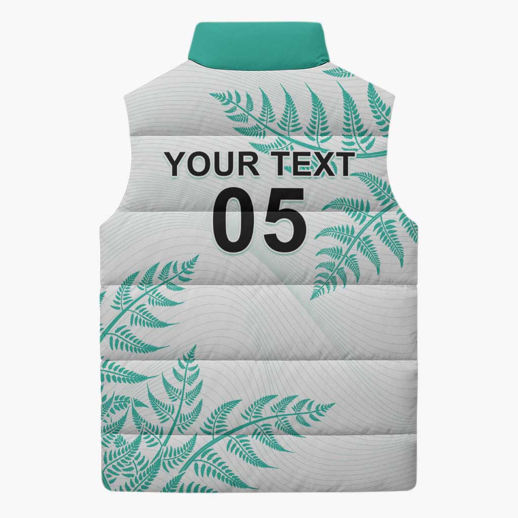 Custom New Zealand Football Sleeveless Puffer Jacket Aotearoa Pride Aqua Version - Polynesian Pride