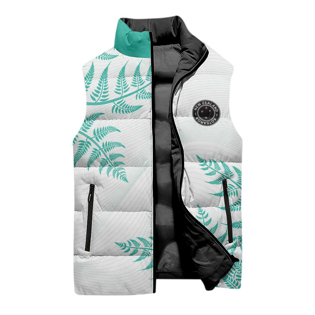 Custom New Zealand Football Sleeveless Puffer Jacket Aotearoa Pride Aqua Version - Polynesian Pride