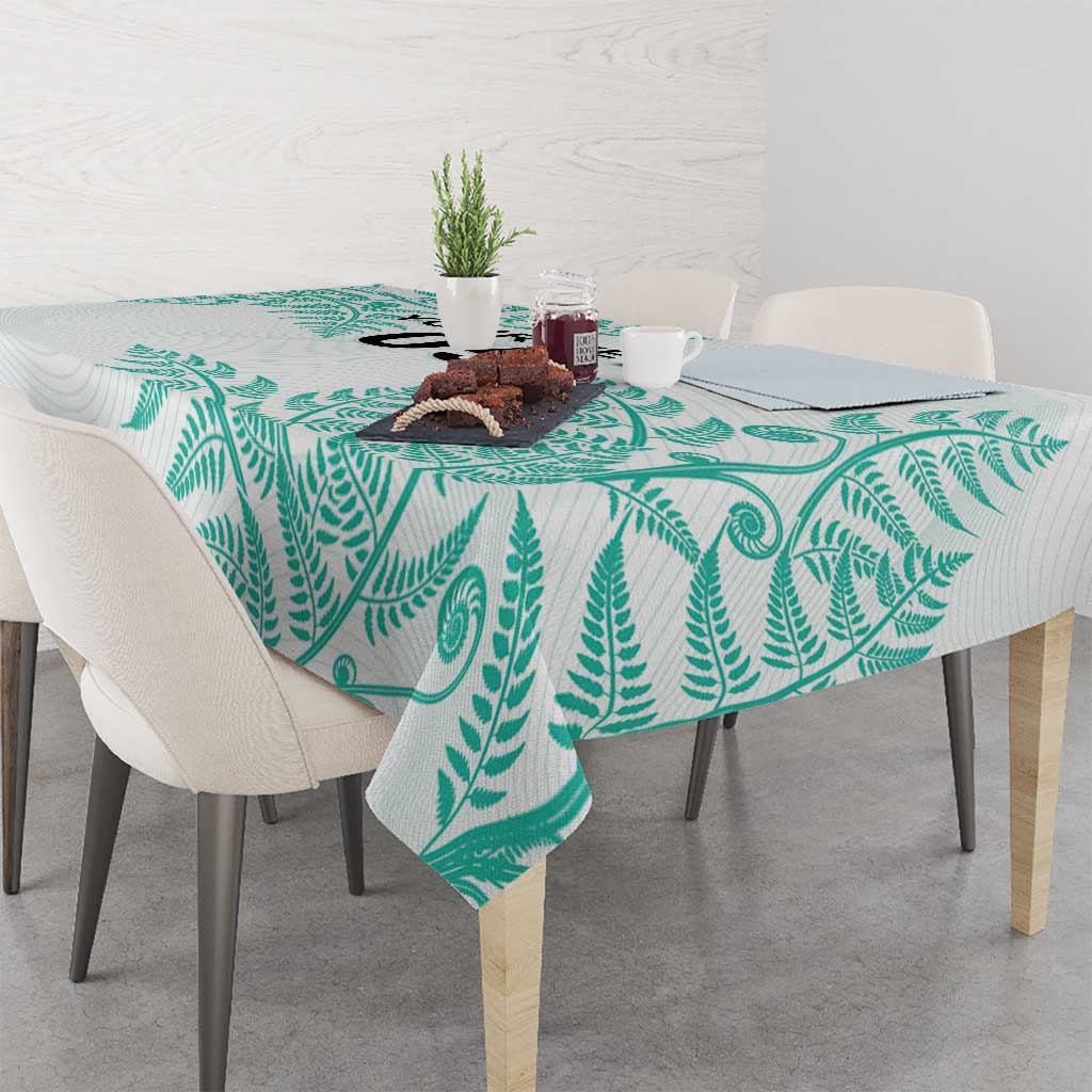 Custom New Zealand Football Tablecloth Aotearoa Pride Aqua Version - Polynesian Pride