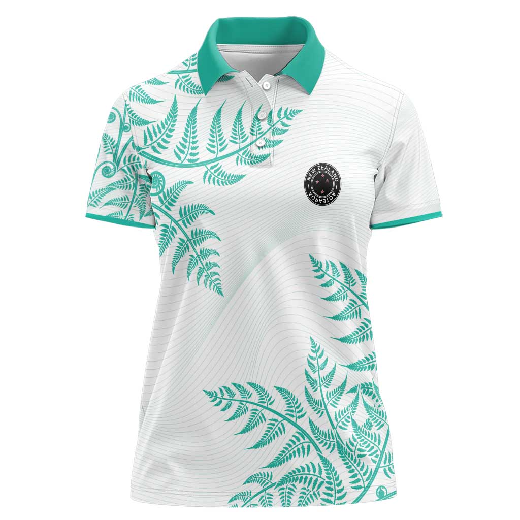 Custom New Zealand Football Women Polo Shirt Aotearoa Pride Aqua Version - Polynesian Pride