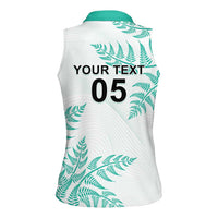 Custom New Zealand Football Women Sleeveless Polo Shirt Aotearoa Pride Aqua Version - Polynesian Pride