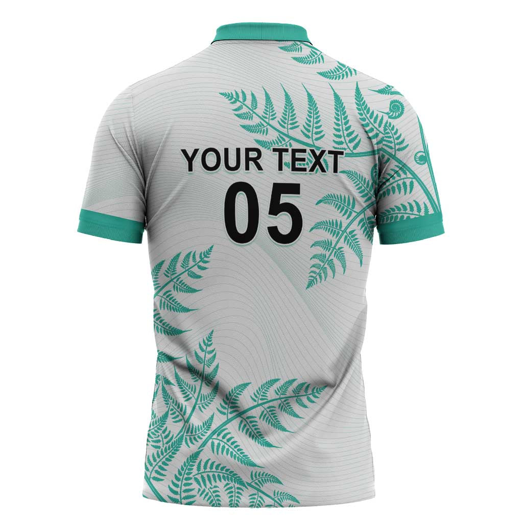 Custom New Zealand Football Zipper Polo Shirt Aotearoa Pride Aqua Version - Polynesian Pride