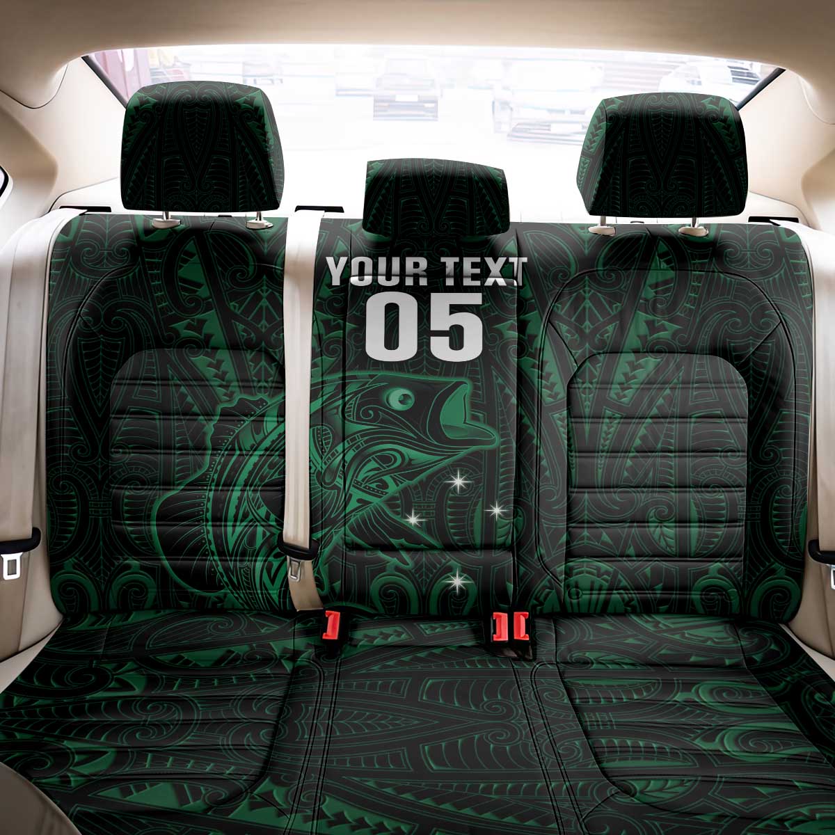Custom New Zealand Fishing Back Car Seat Cover Maori Tribal Pattern - Polynesian Pride
