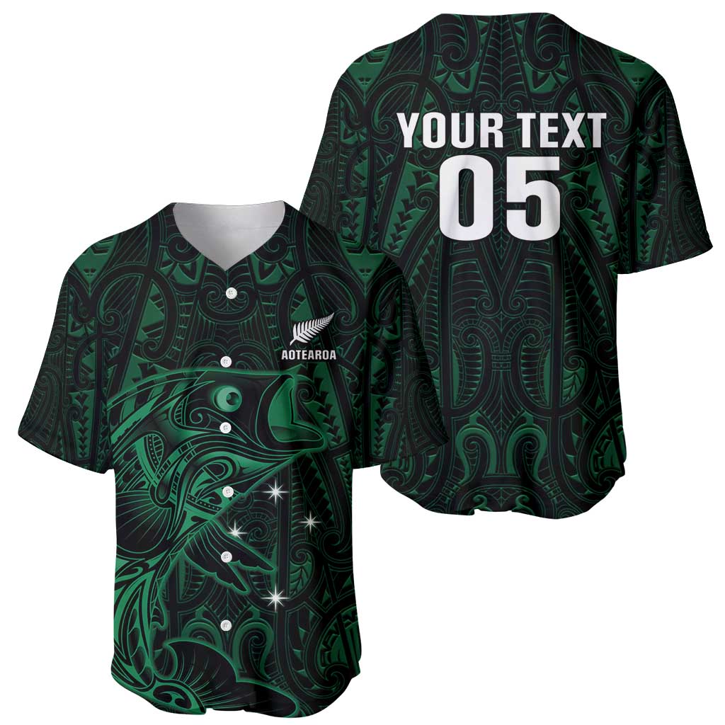Custom New Zealand Fishing Baseball Jersey Maori Tribal Pattern - Polynesian Pride