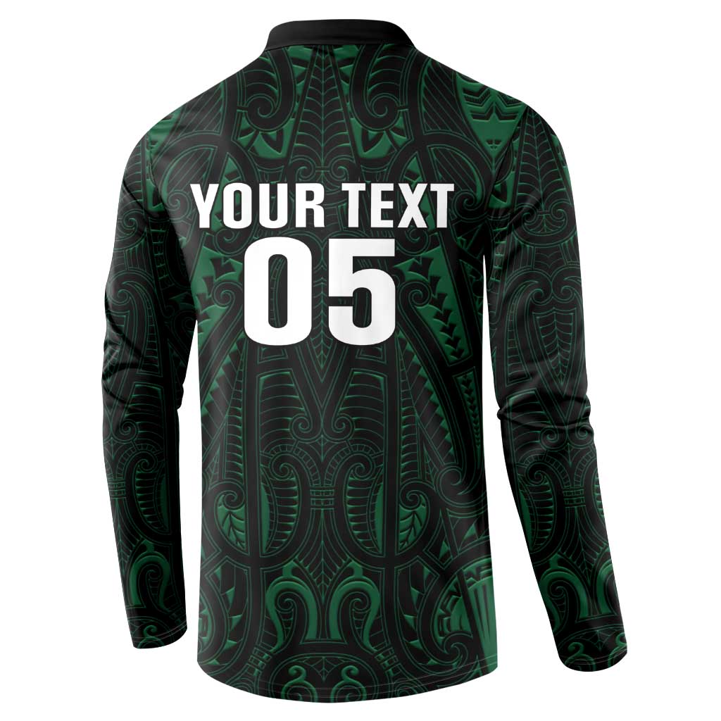 Custom New Zealand Fishing Button Sweatshirt Maori Tribal Pattern - Polynesian Pride