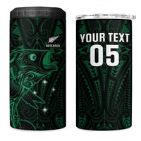 Custom New Zealand Fishing 4 in 1 Can Cooler Tumbler Maori Tribal Pattern - Polynesian Pride