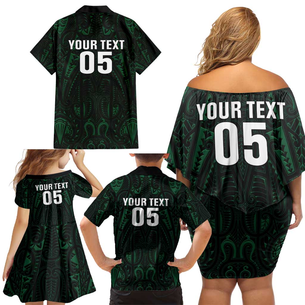 Custom New Zealand Fishing Family Matching Off Shoulder Short Dress and Hawaiian Shirt Maori Tribal Pattern - Polynesian Pride