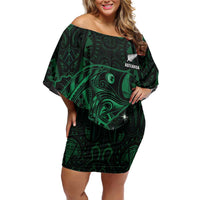 Custom New Zealand Fishing Family Matching Off Shoulder Short Dress and Hawaiian Shirt Maori Tribal Pattern - Polynesian Pride