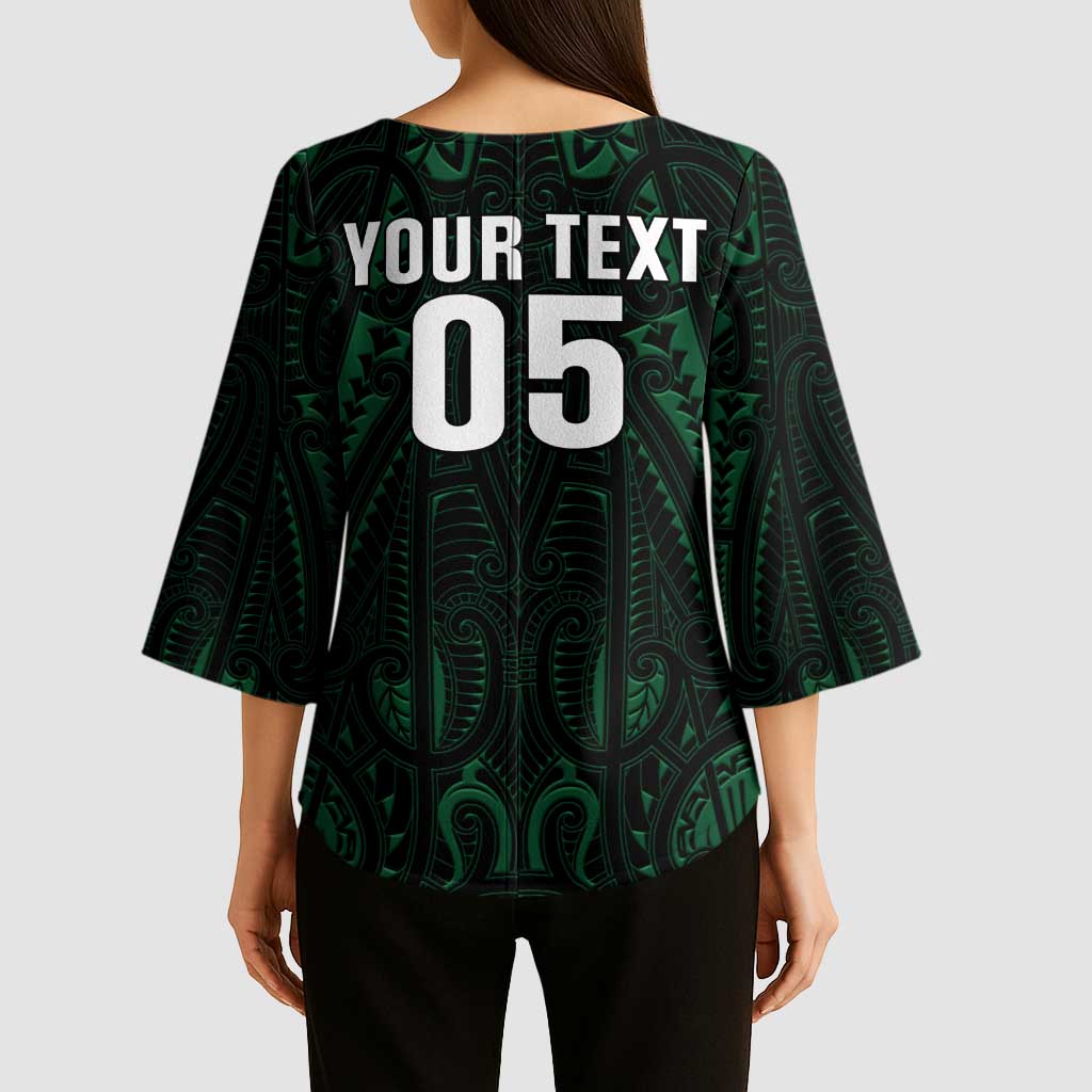 Custom New Zealand Fishing Kimono Sleeve Blouse Maori Tribal Pattern - Polynesian Pride