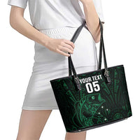 Custom New Zealand Fishing Leather Tote Bag Maori Tribal Pattern - Polynesian Pride