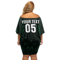 Custom New Zealand Fishing Off Shoulder Short Dress Maori Tribal Pattern - Polynesian Pride
